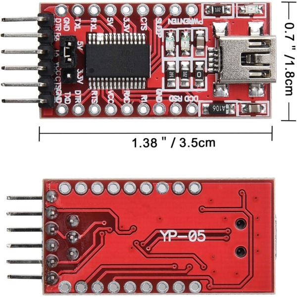 4X FTDI FT232RL USB till TTL Seriell Konverter Adapter för 3.3V och 5V för Ard