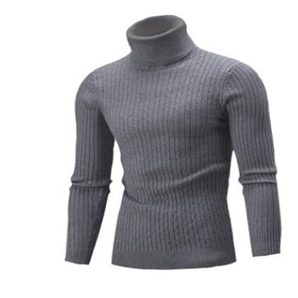 Herre Slim Turtleneck Genser Casual Twisted Strikket Genser