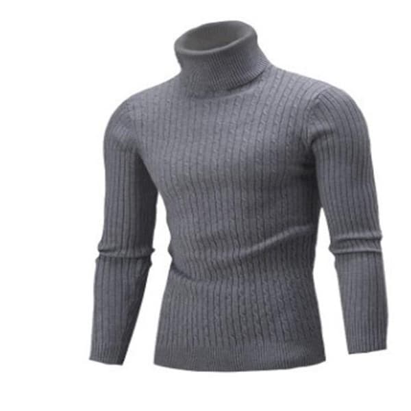 Mænds Slim Turtleneck Sweater Casual Twisted Strikket Pullover Sweaters
