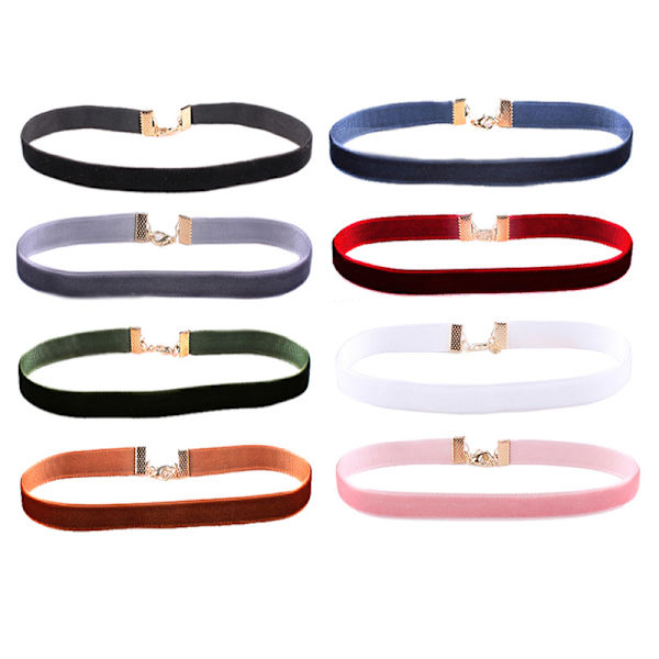 8-pak Trendy Choker Halskæde Fløjl Multifarvet