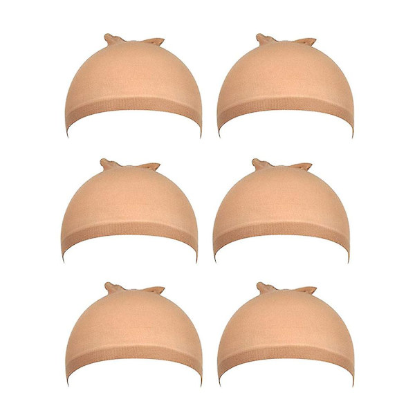 6 stk strømpebukse parykkhetter lys brun parykkhette for lace front parykk silke