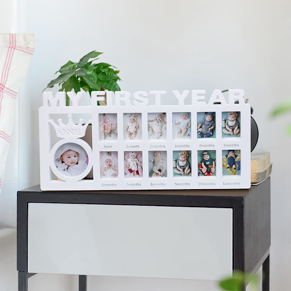 12 Månaders Baby Fotoram Mitt Första År Multi Foto Baby Fotoram för 13