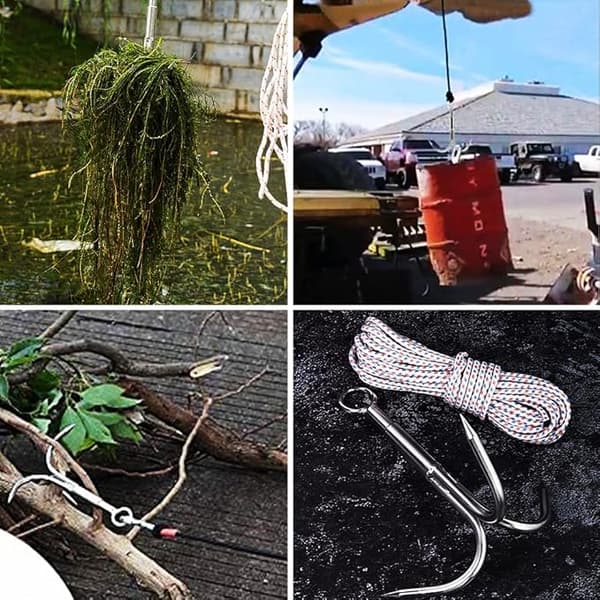3-kløet udendørs grappling krog i rustfrit stål, vandkrog, grapnel