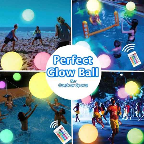 Pool Legetøj 40cm Led Lysende Strandbold Med 16 Farvede Lys, Fest Spil