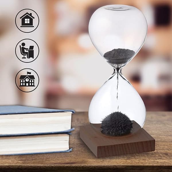 Magnetisk sandglass timeglass med trebase