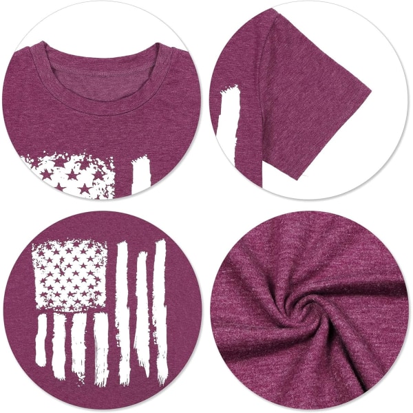 Amerikansk Flag Skjorte Kortærmet Kvinder Casual Grafisk T-shirt Stjerne Stripe Ame
