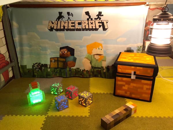 Minecraft Peripheral Torch Lysebrun Stenlykt | 28cm LED Nattlys | USB-ladeport