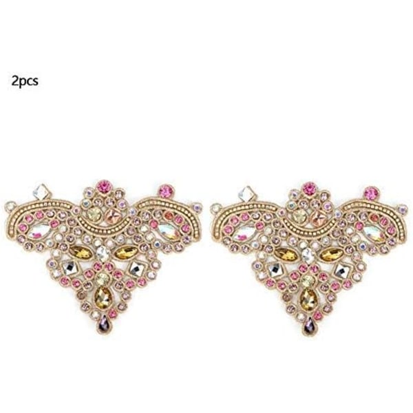 2 stk Rhinestone Crystal Applique DIY Sy på Faux Pearl Patch for