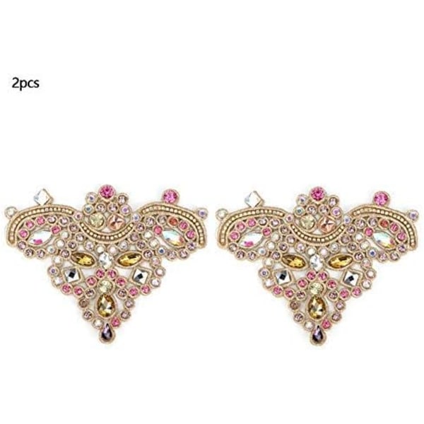 2pcs Rhinestone Crystal Applique DIY Sew on Faux Pearl Patch for