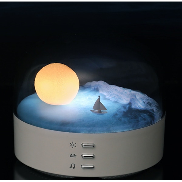 Nattlampa högtalare, omgivande skrivbordslampa högtalare med Bluetooth (vit)