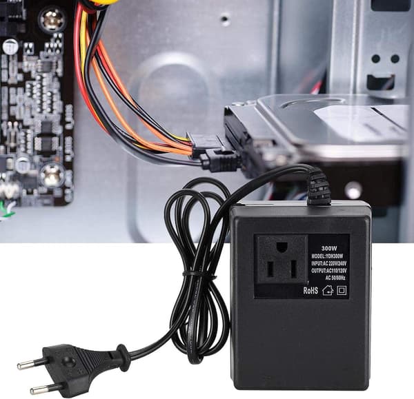 EU Pluggkonverter, Reisepluggadapter, Strømtransformator Spenningsomformer Svart 300W AC 220V til 110V EU Pluggadapter (EU)