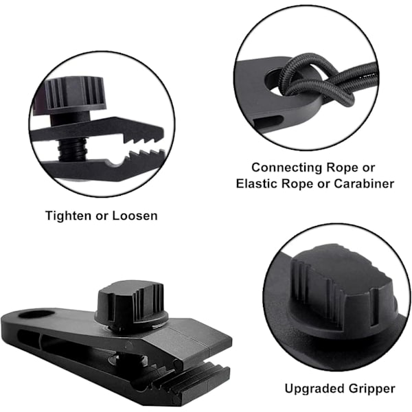 30 st tält presenningklämmor, presenningklämma, kraftig presenningklämma med elastisk spännare, krokodilmunsklämmor för tält, poolskydd, husvagnar