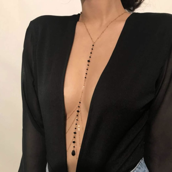 2 stk Sexy Belly Chain Gull Rhinestone Sele Body Chain Strand Bi