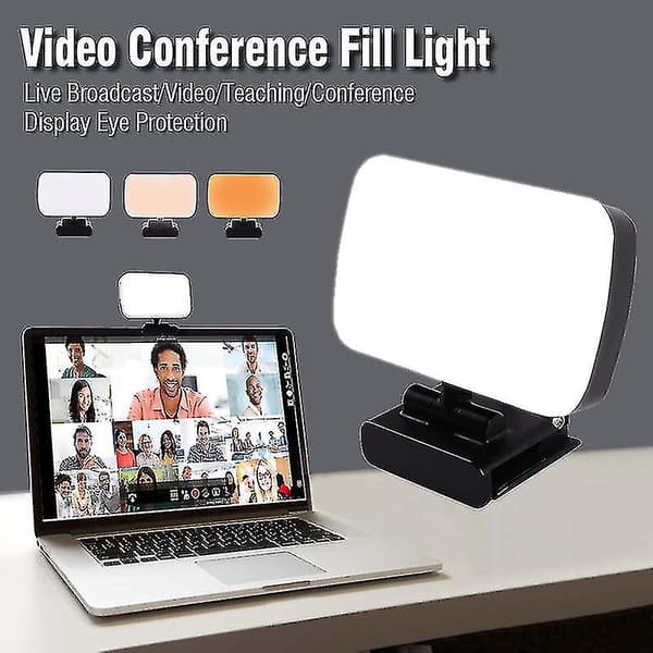 Bærbar Mini Video Lys Kit til Konferencer og Live Udsendelser - Webcam,