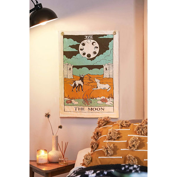 Aurinko, kuu ja tähti tarot-seinävaatteet - esteettinen boheemi seinävaate
