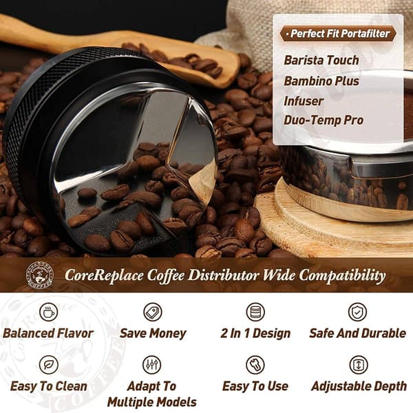 53mm rustfrit stål kaffedispenser og tamper, dobbeltkop kaffe niveauer
