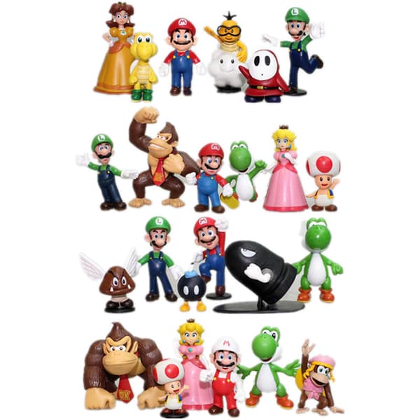 Super Mario actionfigur legetøj 6 stykker, Super Mario kagepynt