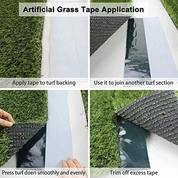 Självhäftande konstgrästejp, skarvtejp för gräsmatta, konstgrässkarvtejp kompatibel med fixering av grön gräsmatta (Grön, 15cm x 10m)