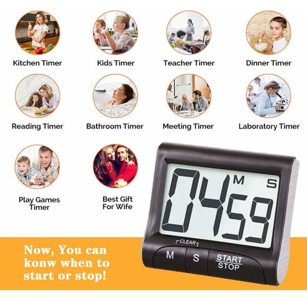 Køkken Timer, 24H Digital Magnetisk Elektronisk Køkken Timer Digital Timer,