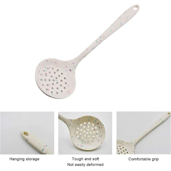 Silikon sil, non-stick silikon slev med ergonomiskt handtag, hög och låg temperaturbeständig köksredskapssked för att sila grönsaker, pasta och mer