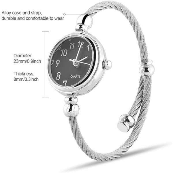 Female Analog Round Quartz Alloy Strap Open Bracelet Watch Wristwatch