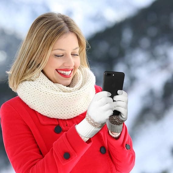 6 par dam vinter touchscreen handskar varma fleecefodrade stickade handskar