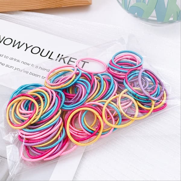 100 stk/pose Hårtilbehør Dame Gummibånd Scrunchies Elastisk Hårbånd