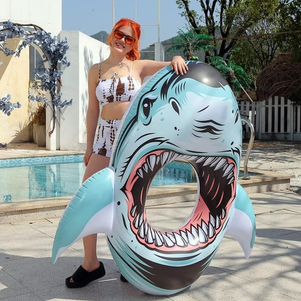145*145cm Jätte simboj Inflatable Shark Float Swimming Pool Ride-on
