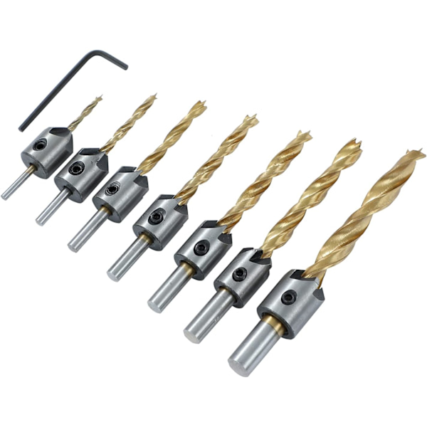 Trespir med senk 7 deler, 3-10mm 5 fløyter trespir D