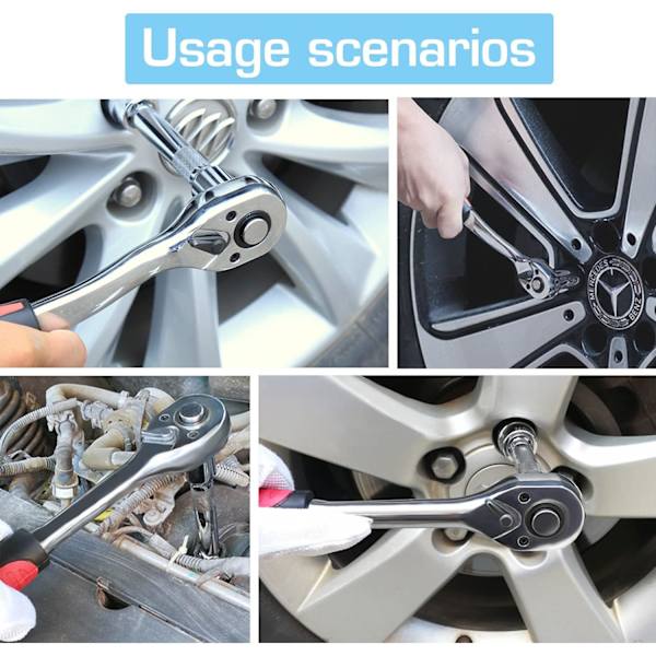 3 st vridmomentratschnyckel, 72-tandad vändbar vridmomentratschnyckel, försänkt backspaksreglage, snabbspänningsnyckel (1/2\"/1/4\"/3/8\")