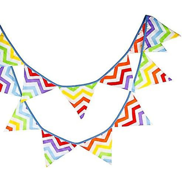 Fargerik vimpel flagg banner, 3,2 m flerfarget vimpel banner nylon stoff flagg vimpler for festfeiringer