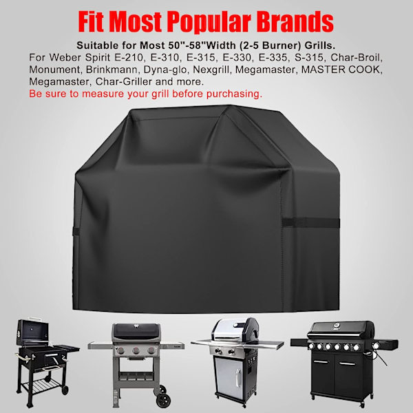BBQ-grillin suojus, vedenpitävä, repeytymätön, UV-suojattu, haalistumaton, kaasugrillin suojus, musta, 145*61*117cm