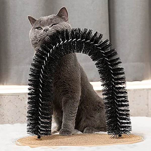 Kattbåge Självgrooming och Masserande Borste Leksak, Husdjur Klöspad Hårrengöring，36*28.5*34cm