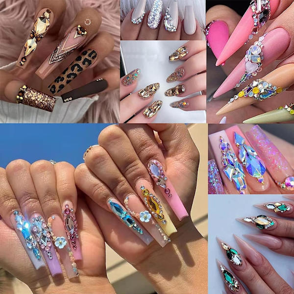 Nagelkonst Strass Pärlor 3D Multi-Form Strass Kristall Platt