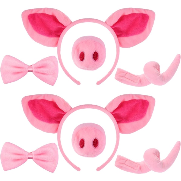 8 stykker grise kostume tilbehør sæt Fancy grise ører pandebånd næse