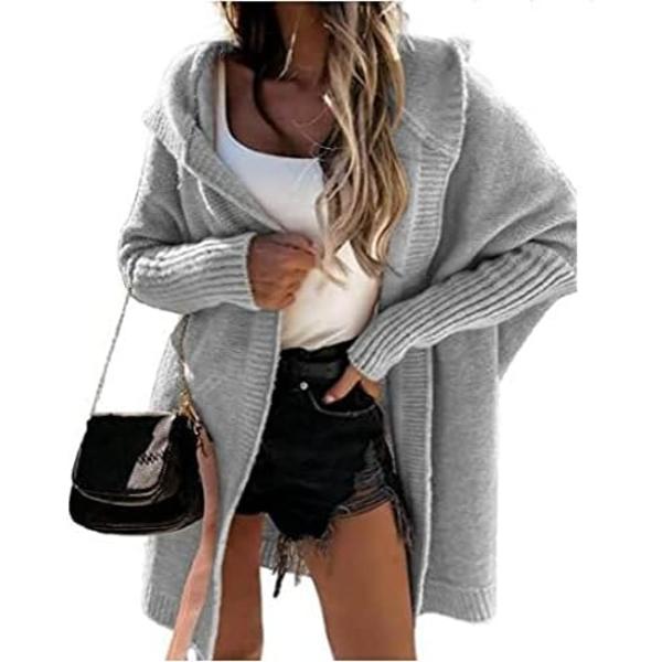 Womens Long Cardigans Cable Knitted Open Front Oversized Hooded O
