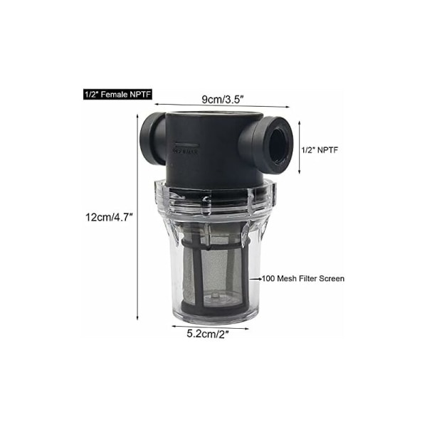 Rörledning 1/2 Vattenpumpfilter med 100 Mesh Rostfritt Stålsil, Inline