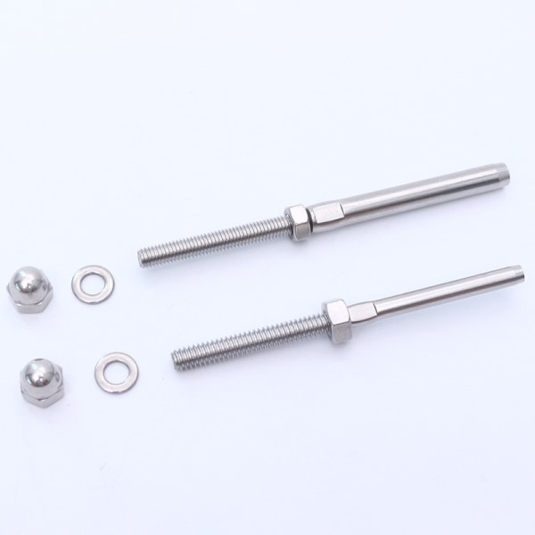 10 stk gjengede kabelstrammere Splitter kabelrekkverk kabelstrammer rustfritt stål wirestøtte med tetningsmutter for 1/8\" rekkverk Rigging-systemer