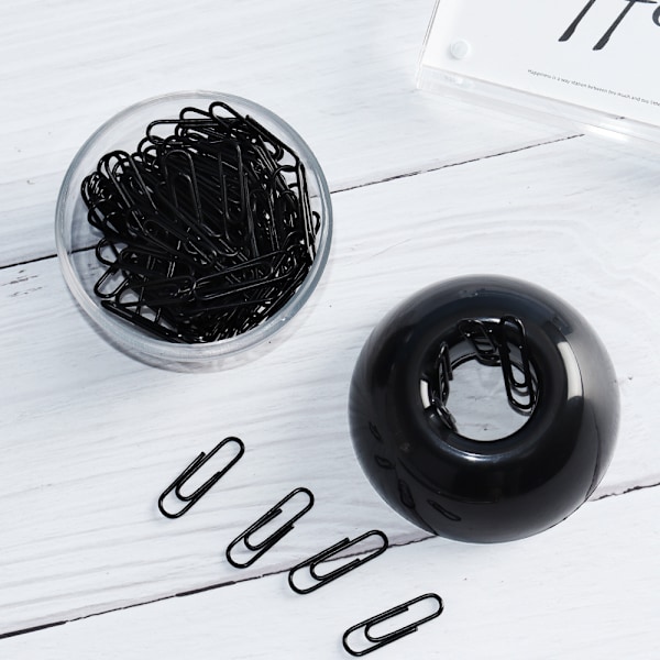 Papirclips Sort Papirclips Magnetisk Clips Dispenser Med 100stk 28mm Papirclips (sort)