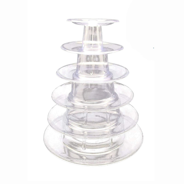 6 etasjers makronstativ for bryllup, bursdagsfest, cupcake-kake i plast