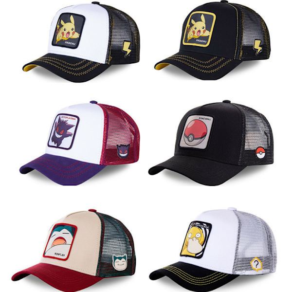 Pikachu Mesh Baseball Cap Unisex Hip Hop Trucker Hat Buckle Back