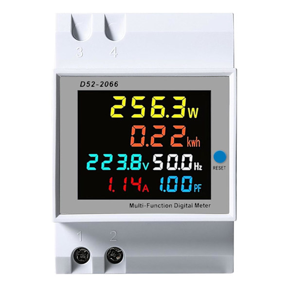 Energimåler Enfase Din Skinne Elektrisk Måler KWH Måler AC40-300V 100A, Strøm Elektricitet Volt Amp Watt Forbrug Voltmeter Amperemeter, med CT