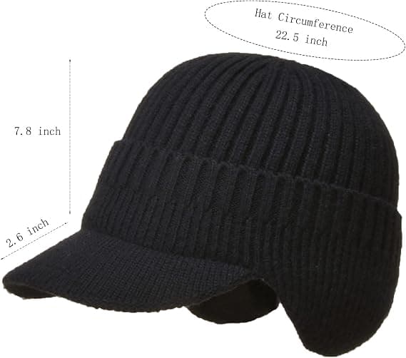 Vinter Visor Til Mænd Varm Øreklapper Hue Hat Strikket Fleece Baseball Cap