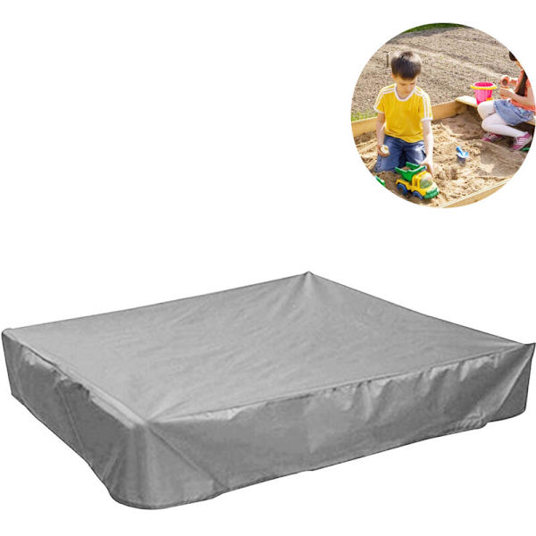 Sandlådeöverdrag, fyrkantigt skyddande överdrag för sand och leksaker för att skydda mot damm och regn, sandlådetak med dragsko, sandlådepoolöverdrag, 12