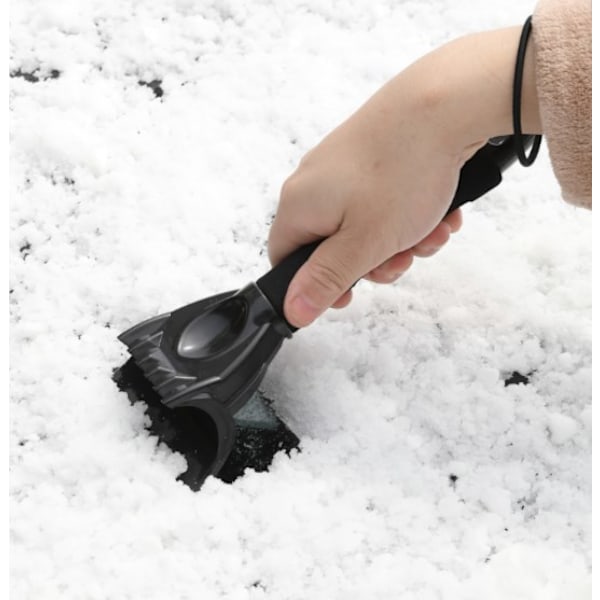 2 stk isskraper, plast frostskrape med sklisikkert håndtak Multifunksjonelt verktøy spade design snøskuffe for bil, svart, 25,5 * 9,5 cm