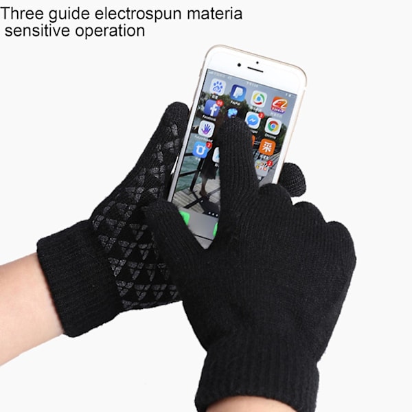 1 par vinterhandskar pekskärm polyester varma full fingerhandskar
