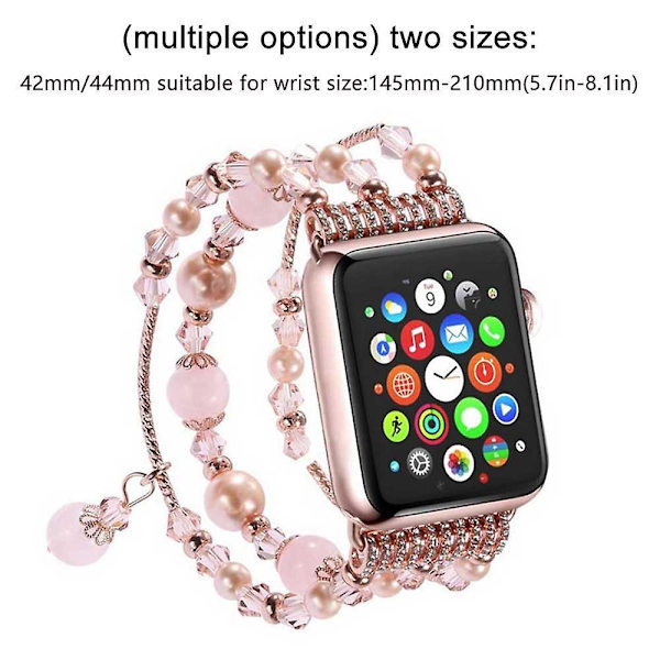 Rem til Apple Watch 42-44mm, håndlavet elastisk agat armbånd til kvinder