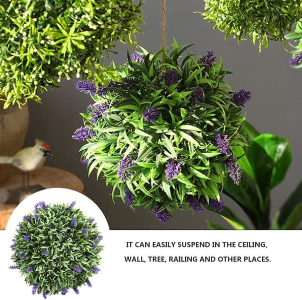 Sett med 2 kunstige buksbomkuler, 20 cm, lavendel