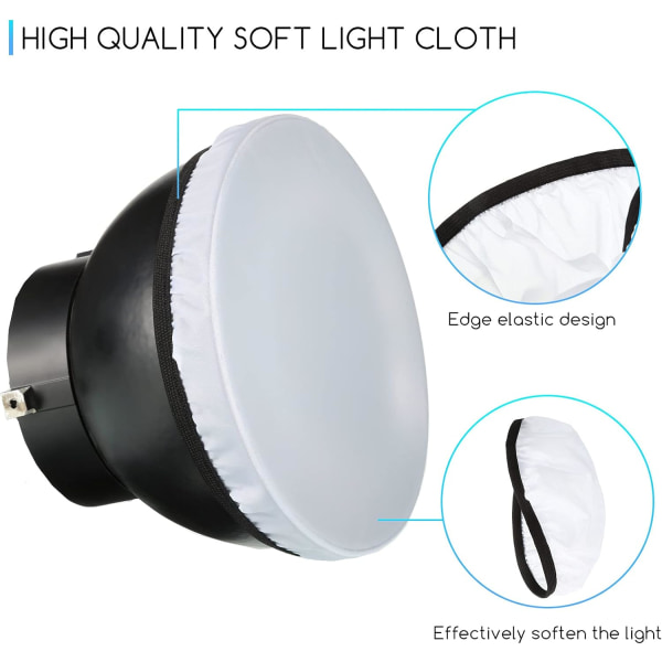 4 stk Diffuser Lamp Sock Myk Diffuser Lamp Cover 7 Tommer/ 18 cm Standard Klut Diffuser Lys Sok Lampskjerm Reflektor Lamp Sok for Strobe Flash Lys Speedlite (Hvit)