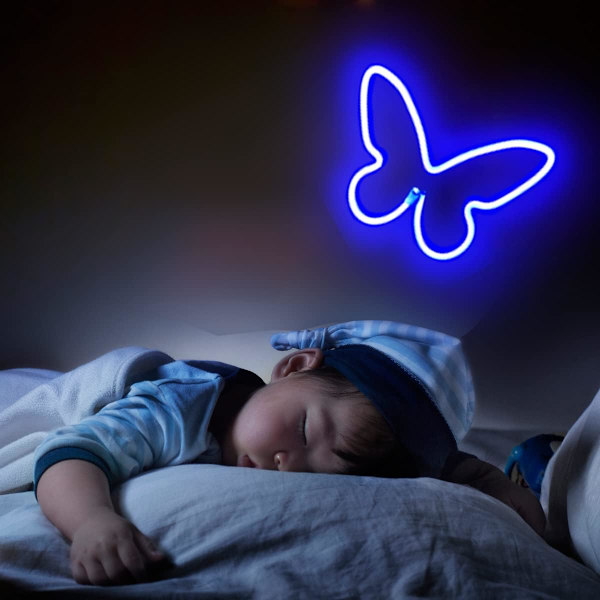 Narasios Butterfly Neon Logo Fjäril Sovrum Vägg LED 2 Delar Universitet